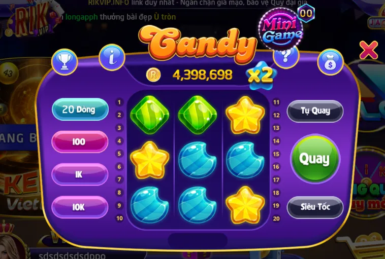 Chinh Phục Thế Giới Kẹo Ngọt Minigame Candy Tại RikVip Với Jackpot Hàng Tỷ Đồng