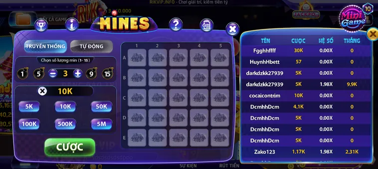 Chinh Phục Minigame Mines Tại RikVip Với Những Cú Nổ Tiền Thưởng Cực Lớn